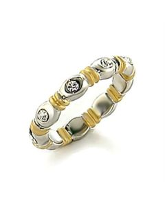 JCE148-1.5 Matte Gold & Rhodium Brass Toe Ring with Top Grade Crystal  in Clear-1.5