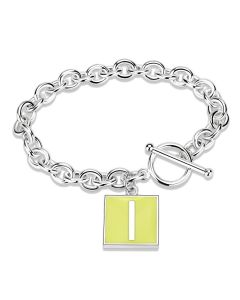 JCE4636-7 High-Polished Brass Bracelet with Epoxy  in Emerald-7"